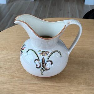 Gail Pittman Artisan Ceramic Pitcher with Floral Accents